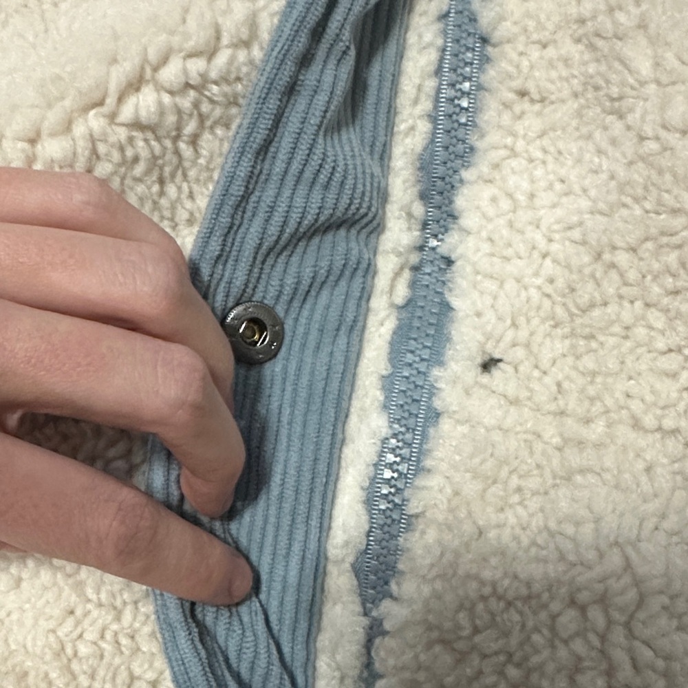 Thread & Supply Teddy Corduroy Vest Ice Blue and Cream - Picture 4 of 6